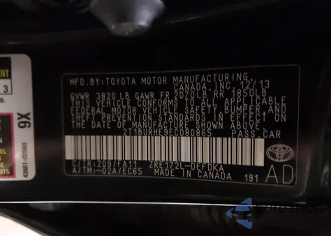 2014 Toyota Corolla L из США, поврежденный, VIN 2T1BURHE9EC080865